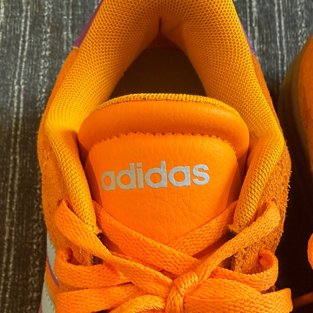 Adidas Women’s Platform VL Court Bright Orange and Light Blue Sneakers - Picture 2 of 7